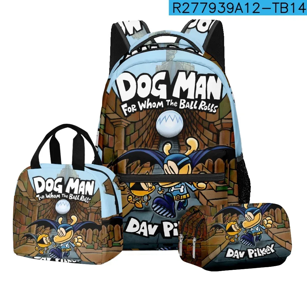 luxe populaire nouveauté dessin animé chien homme 3d imprimé 3 pièces/ensemble étudiant sacs d'école voyage cahier sac à dos sac à déjeuner porte-crayon