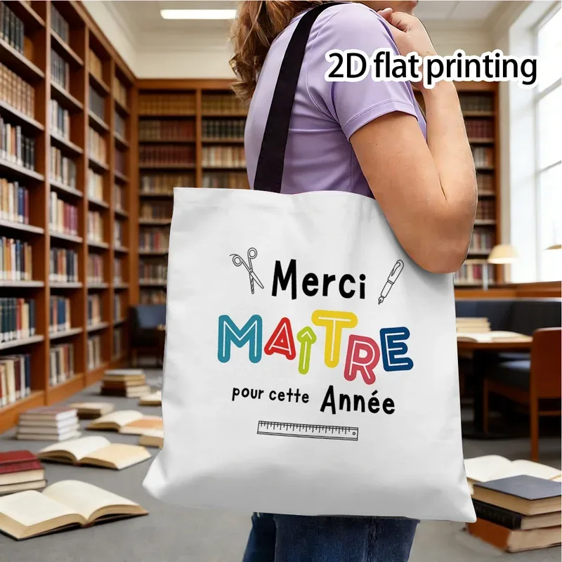 sac fourre-tout 1a avec motif imprimé, sac de shopping décontracté pliable et durable, design ouvert, adapté pour les voyages, les fêtes, la plage