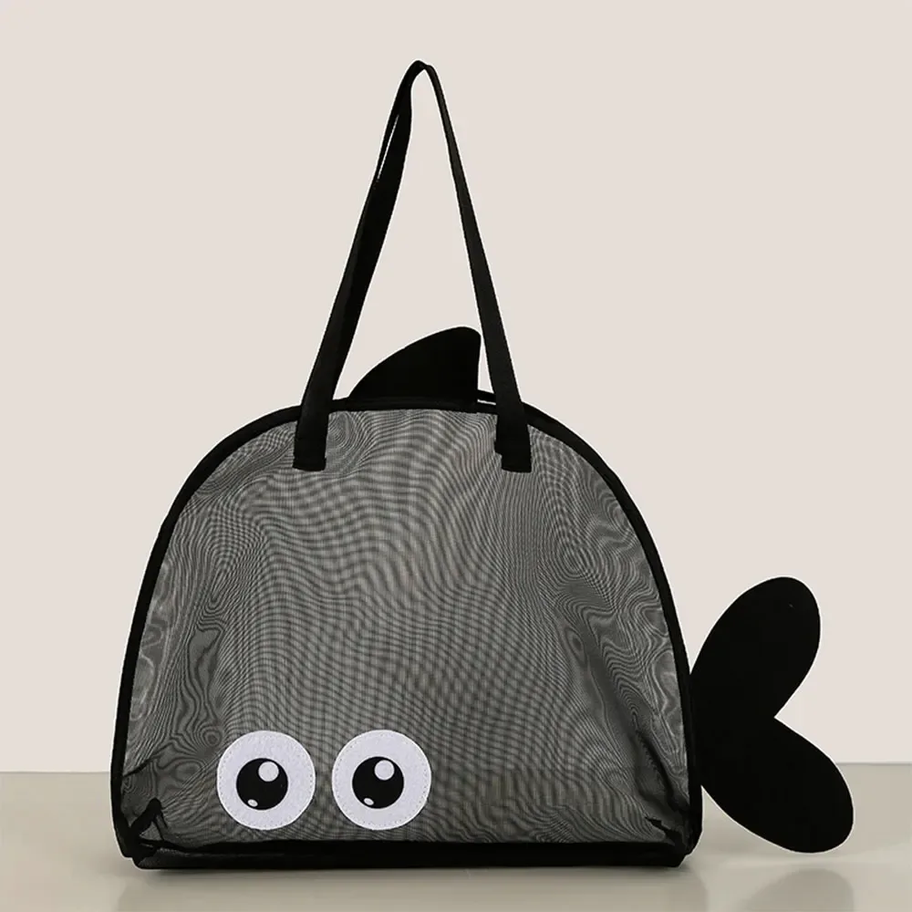 sac de plage en maille à motif de dessin animé, grande capacité, pliable, sac de rangement pour jouets de sable, sac de piscine léger pour la plage, les voyages et le camping