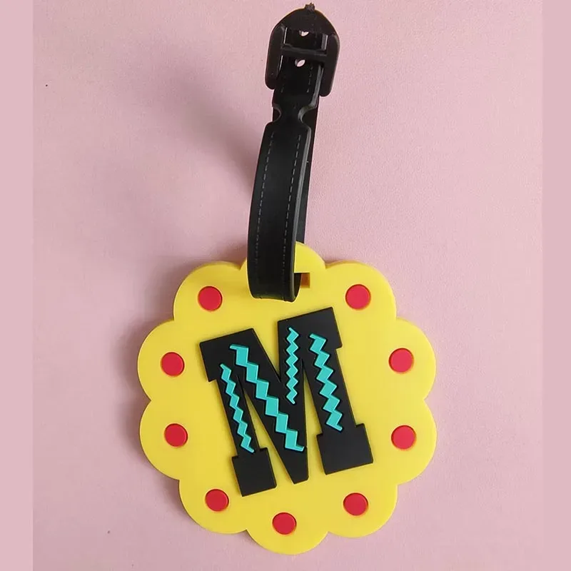 étiquette d'accessoires de voyage pour bagages, 26 lettres mignonnes, en gel de silice, support d'identification pour valise, étiquette d'embarquement pour bagages, portable, nouveauté