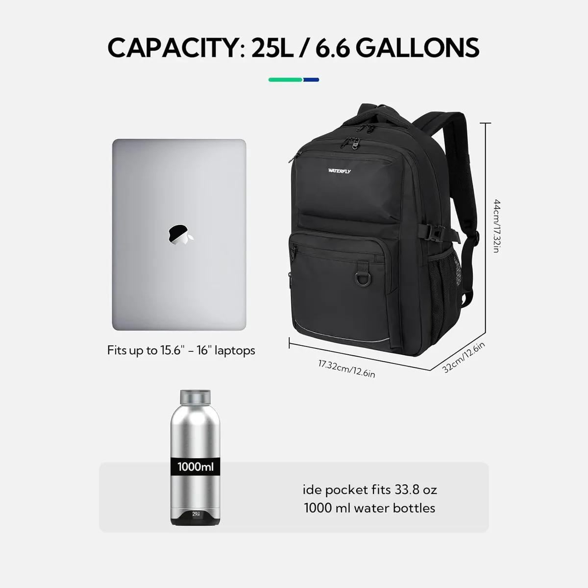 waterfly 15,6" sac à dos pour ordinateur portable anti-vol résistant à l'eau tsa friendly sac d'école de voyage pour femmes et hommes