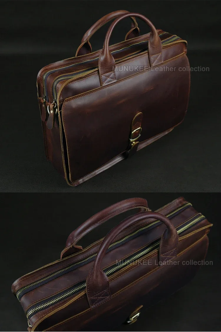 porte-documents de luxe en cuir véritable pour hommes, sac d'affaires, portefeuille en cuir pour ordinateur portable, sacoche à bandoulière pour documents et documents, sac de bureau