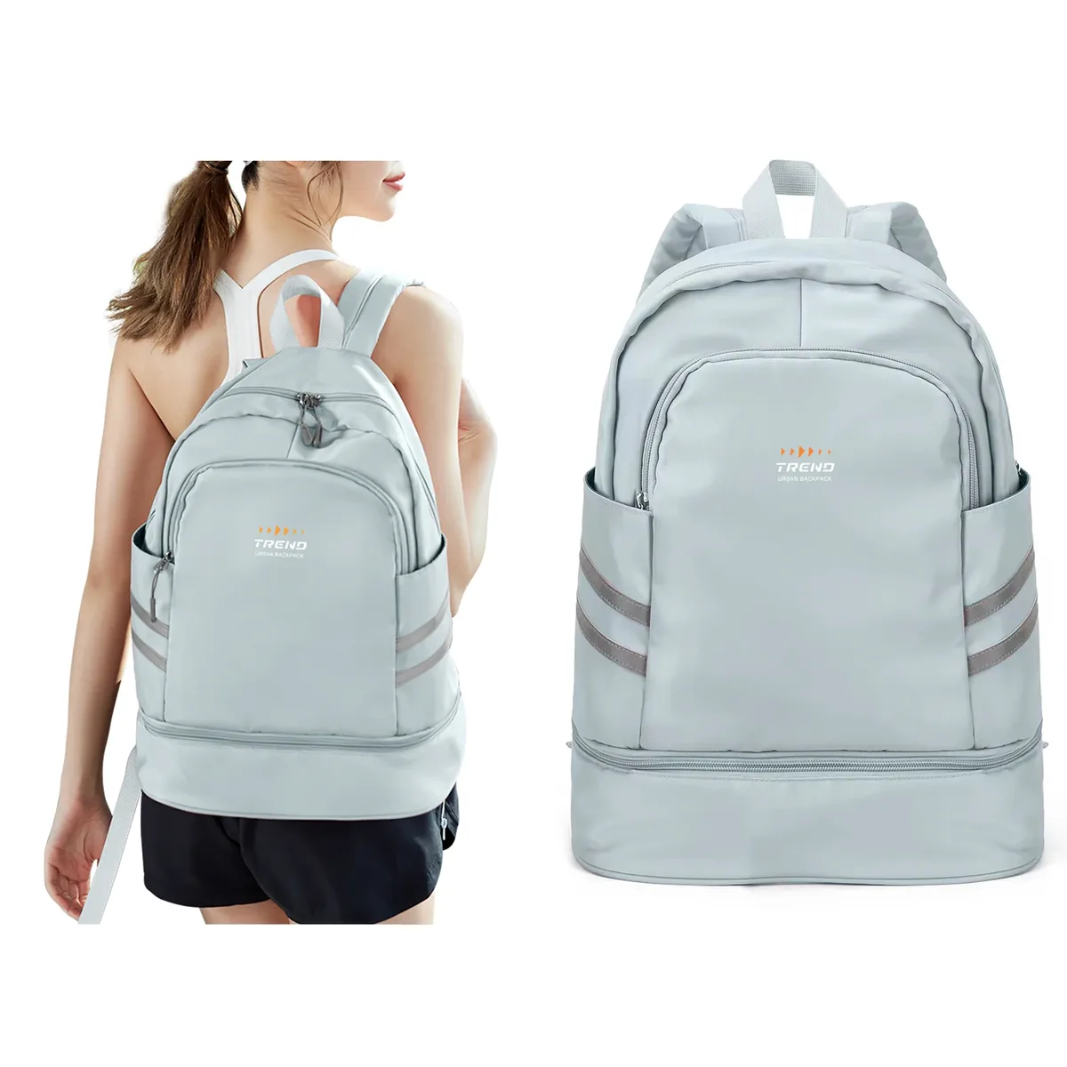 sac à dos de sport pour femmes avec compartiment à chaussures et poche humide, grand sac à dos de voyage léger, sac à dos de sport étanche