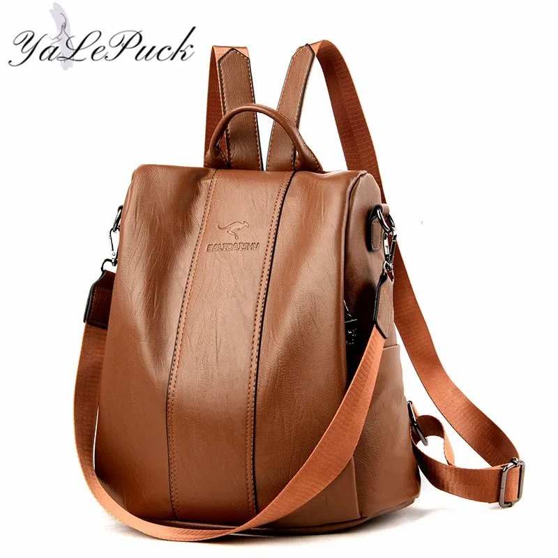 sac à dos en cuir anti-vol pour femmes, sac à bandoulière vintage pour dames, sac de voyage de grande capacité, sacs d'école pour filles mochila feminina
