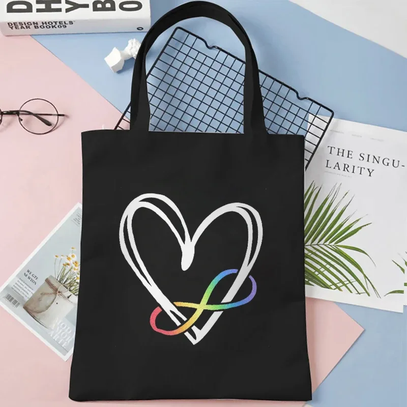 sac fourre-tout en toile de grande capacité pour femme, sac à provisions initié harajuku, supermarché de sensibilisation au tisme, compte plongeant, mode