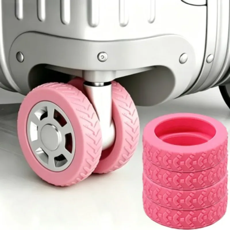 housses de roues de bagages en silicone épaissi, antidérapantes, silencieuses et anti-bruit pour valises et roues de chaises