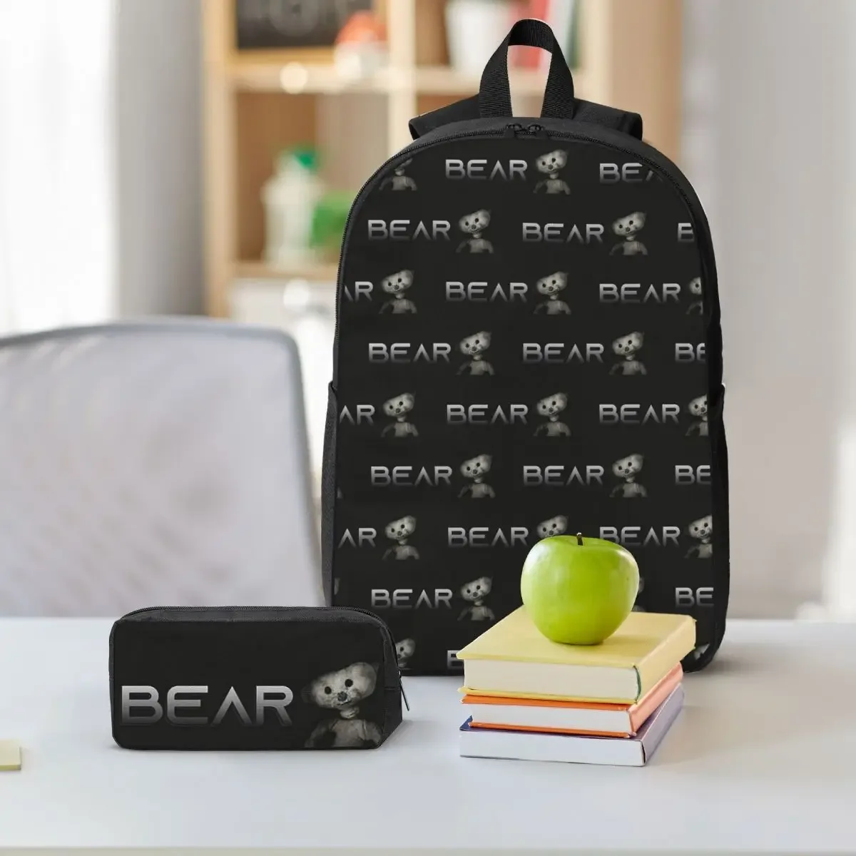 sac à dos bear alpha pour étudiants, garçons et filles, sac d'école, sac à bandoulière pour ordinateur, 3 pièces, sac à lunch isotherme, trousse à crayons