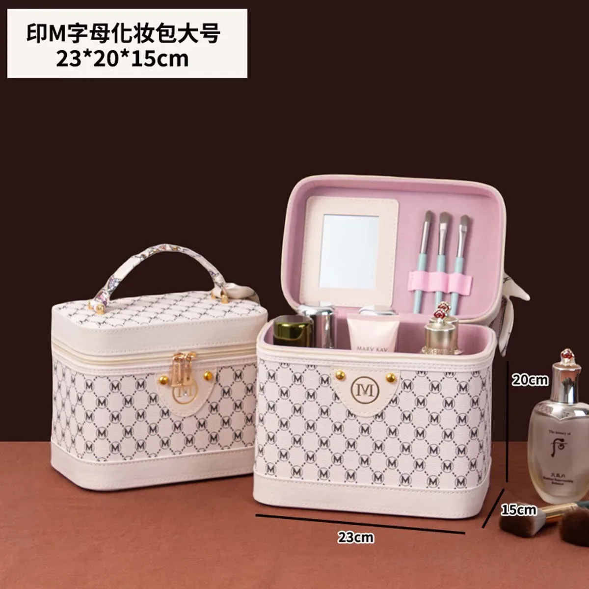 trousse de maquillage rétro surdimensionnée, boîte de rangement multifonctionnelle, portable, imperméable, foulard en soie, valise, nouvelle collection