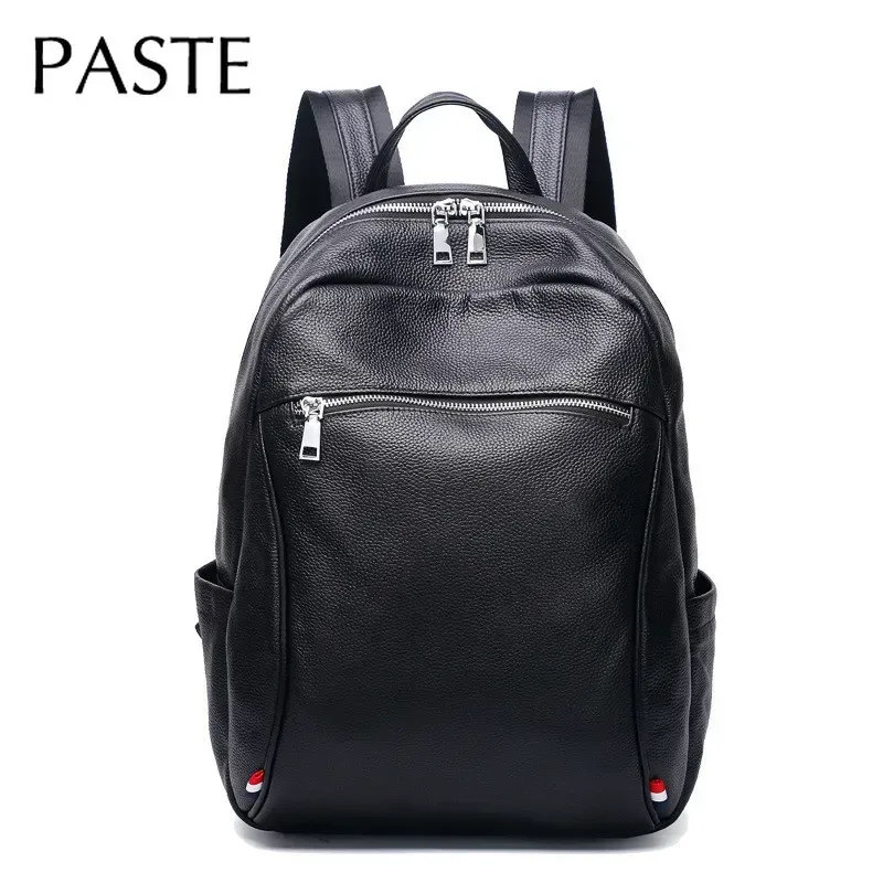 Sac à dos pour homme en cuir de vache véritable noir tendance 2026, sac à dos pour ordinateur portable, sac d'affaires pour homme, sac à dos de haute qualité pour adolescents