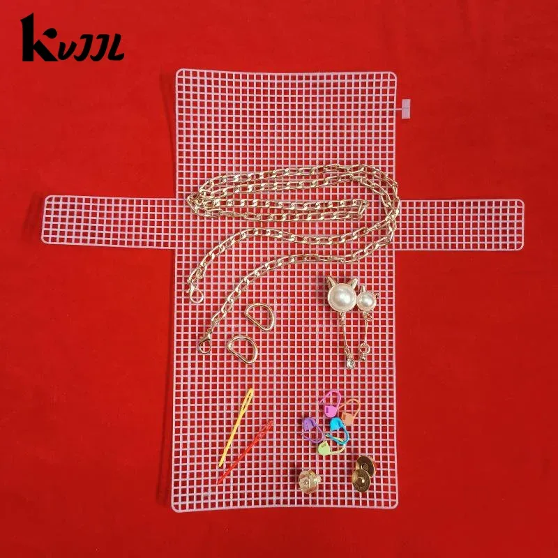 kit de sacs à tricoter au crochet, feuilles de toile en plastique, ensemble de rubans pour bricolage, sacs à bandoulière artisanaux, accessoires, outil avec tricot