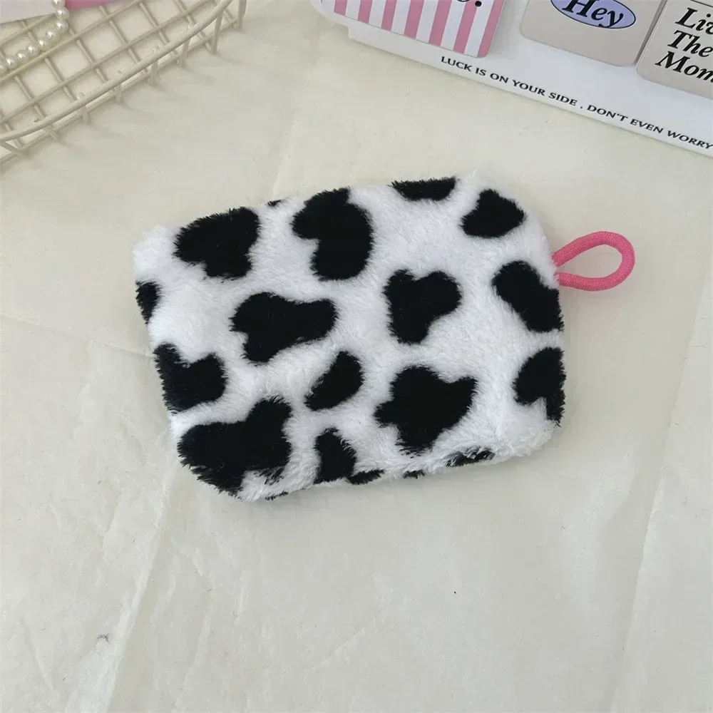 petit sac de rangement portable en peluche douce pour femme, trousse de maquillage, sacs à main, pochette à fermeture éclair, sac à main moelleux, sacs à cosmétiques en fourrure pour femme