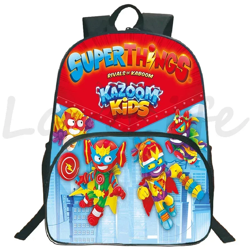 jeu superzings sac à dos 16 pouces garçons filles bookbag dessin animé sac à dos superthings sacs d'école étudiants sacs de voyage sac à dos à fermeture éclair
