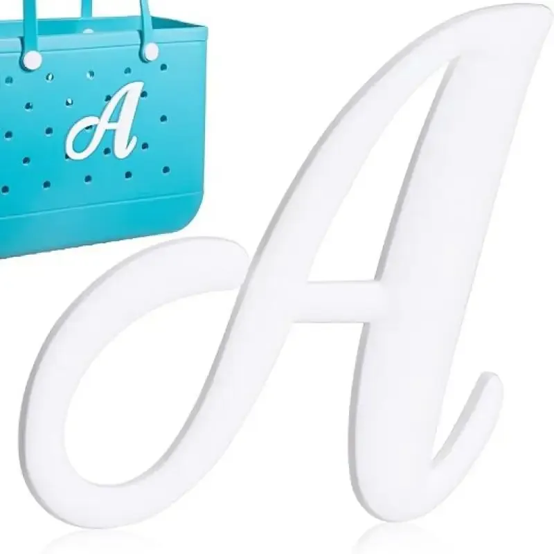 1pc lettre décorative pour sac à main, lettres de l'alphabet de couleur blanche accessoires de décoration lettres de l'alphabet 3D pour sac fourre-tout de plage