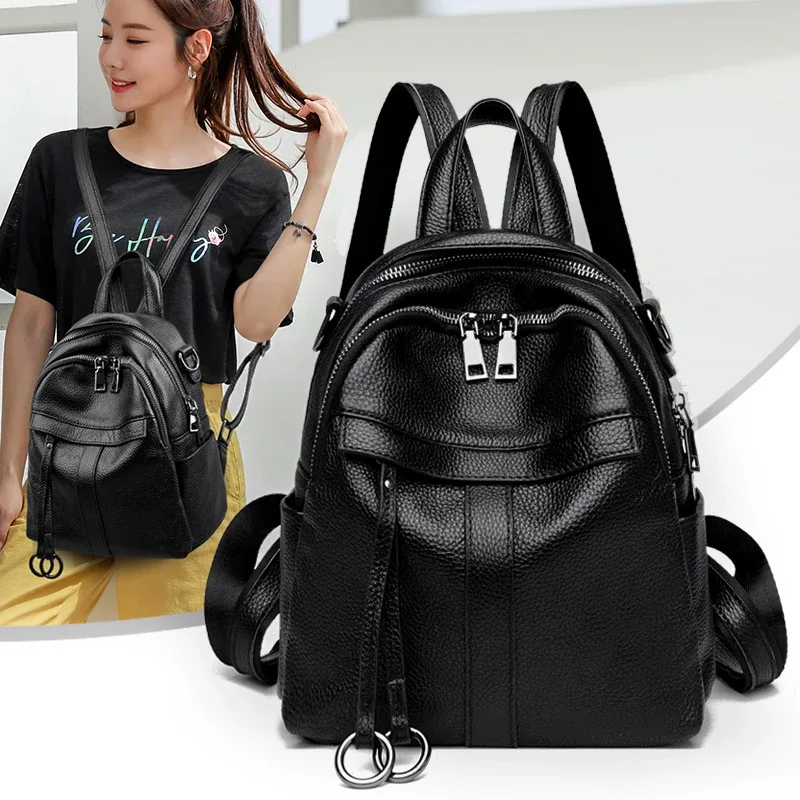 sac à dos en cuir véritable pour femme, sac à dos de voyage pour femme, cuir de vache souple, haute qualité, designer de luxe, nouvelle mode, école