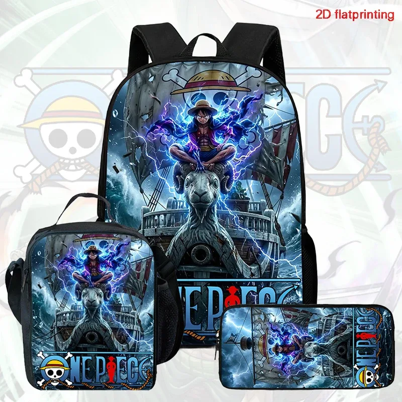 ensemble de sacs à dos scolaires 3 en 1 imprimé one piece, grande capacité, léger, avec trousse et sac à lunch