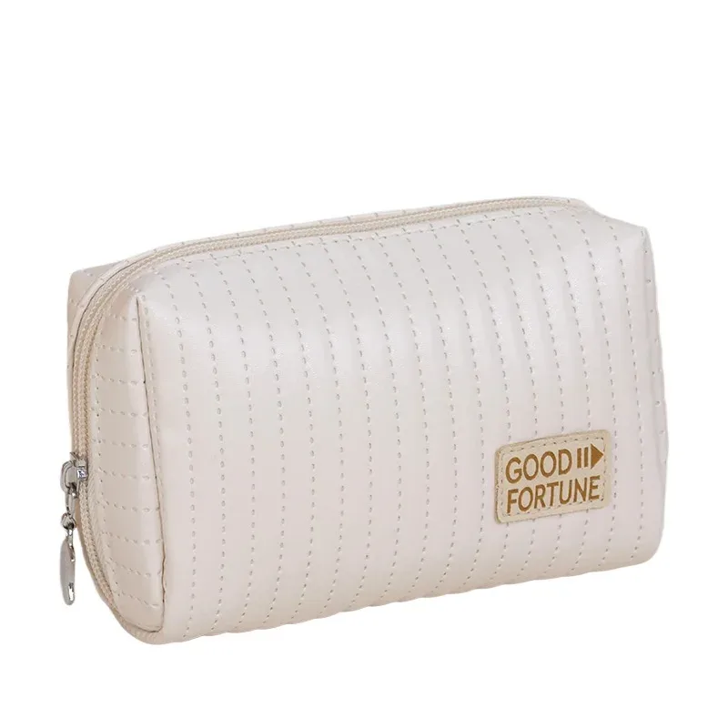 trousse de maquillage pratique, trousse de toilette portative de couleur unie en pu, sac de rangement de cosmétiques, rangement de voyage de grande capacité wj032