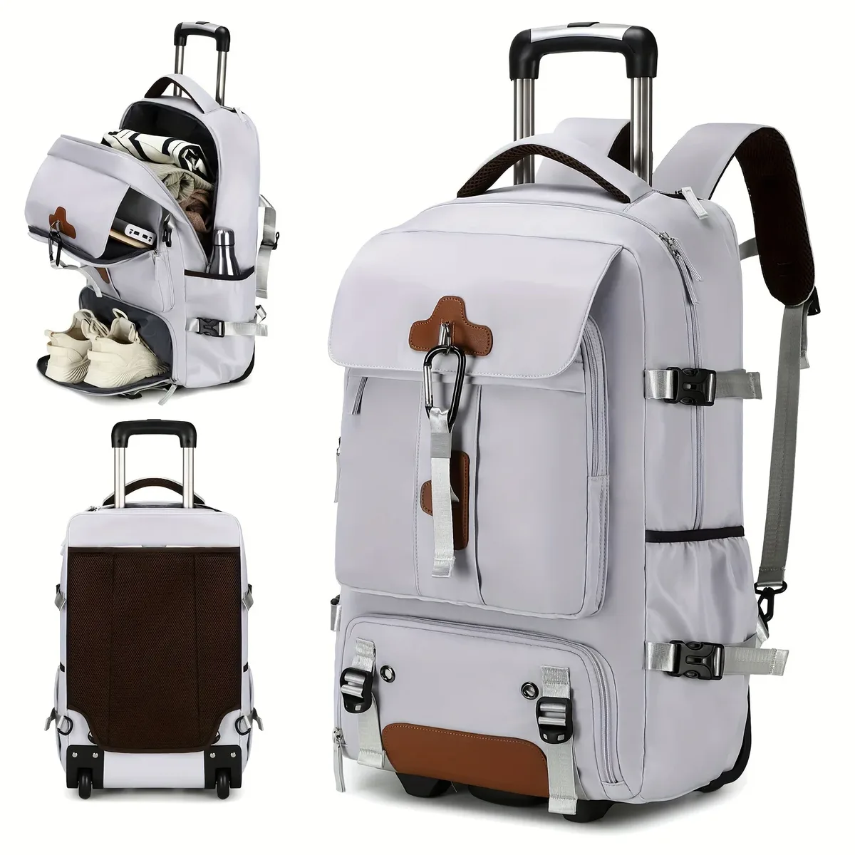 sac à dos à roulettes grande capacité, sac à dos de voyage avec roulettes, bagage à main pour hommes, sac à dos de voyage extérieur à roulettes