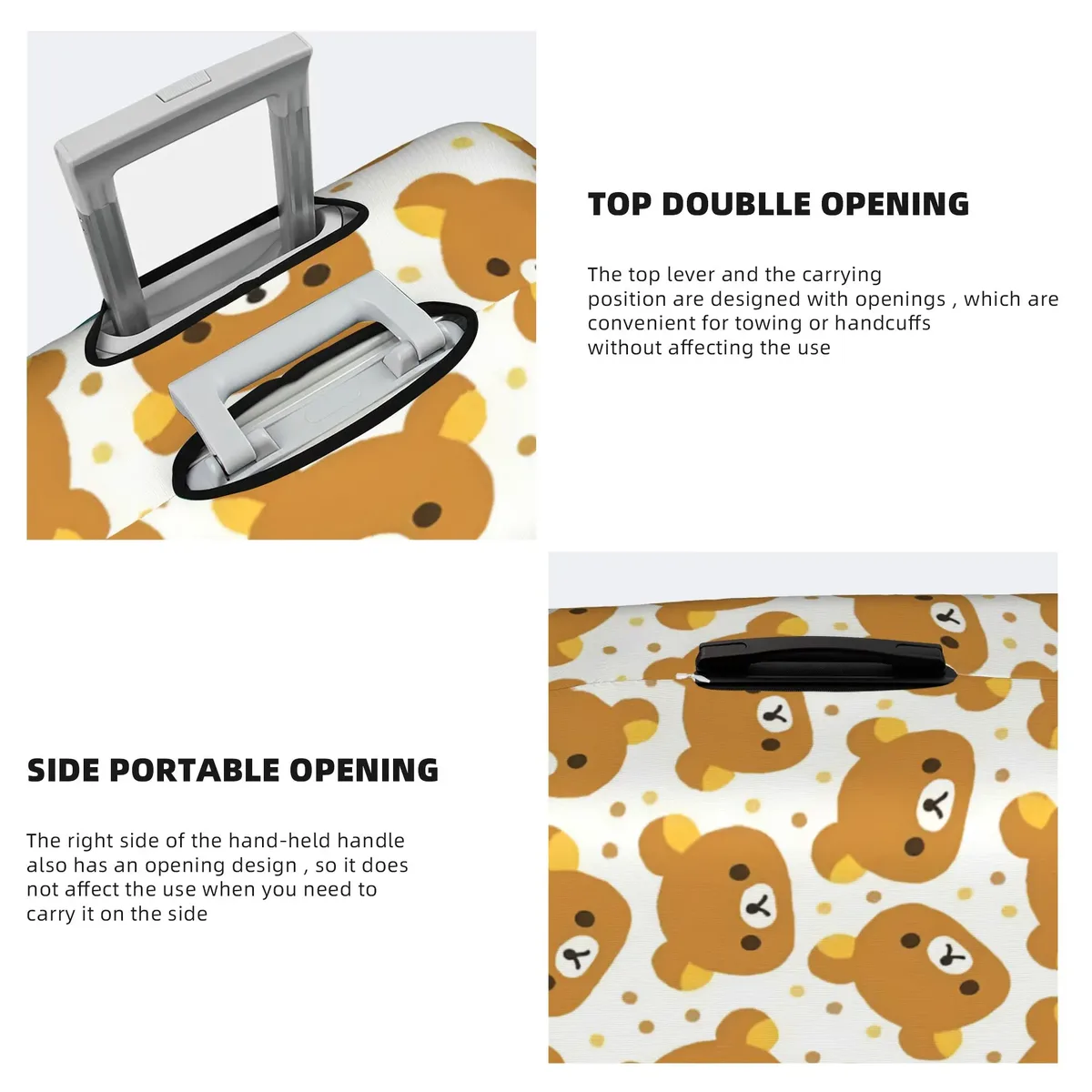 housse de valise personnalisée r-rilakkumas, housse de protection lavable pour bagages, motif ours de dessin animé mignon, pour 18-32 pouces