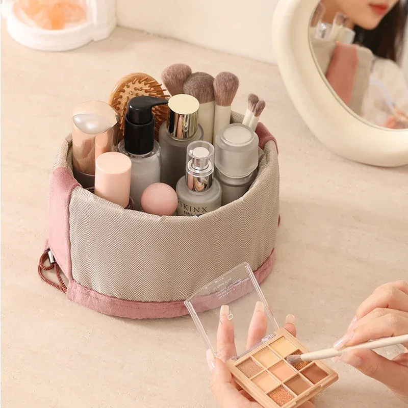 grande trousse de toilette en velours, portable, multifonctionnelle, pour le voyage, organiseur de maquillage, sac de rangement élégant pour un usage quotidien