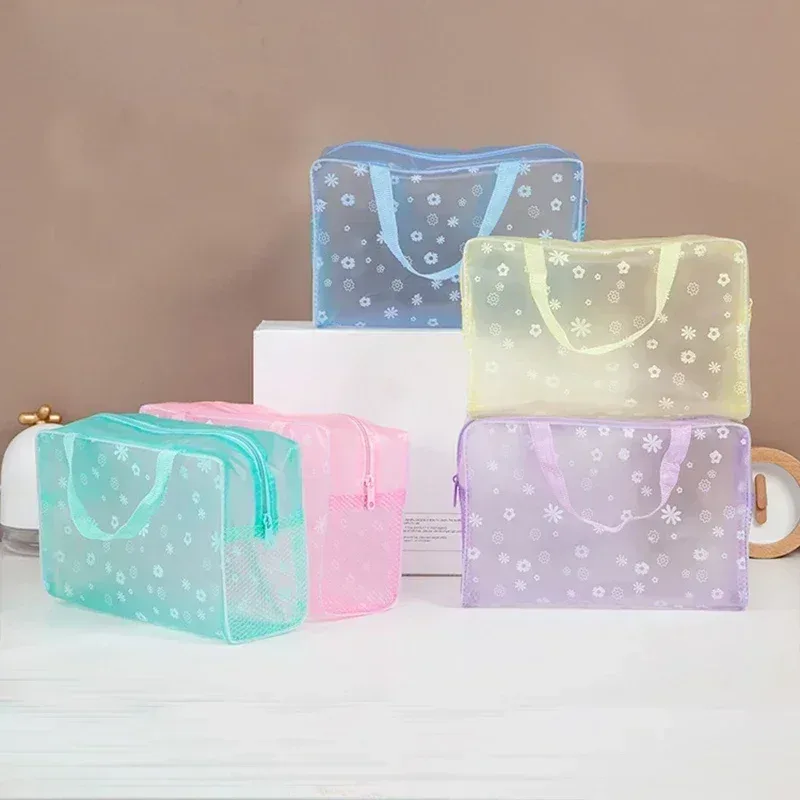 sac à cosmétiques transparent en pvc, 1 pièce, trousse de maquillage transparente pour femmes et filles, trous