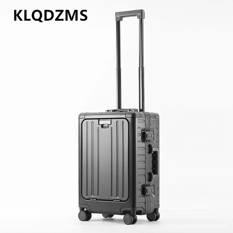 klqdzms valise pour hommes boîte d'embarquement en alliage d'aluminium et de magnésium boîtier de chariot de grande capacité 20 "24 pouces bagage roulant