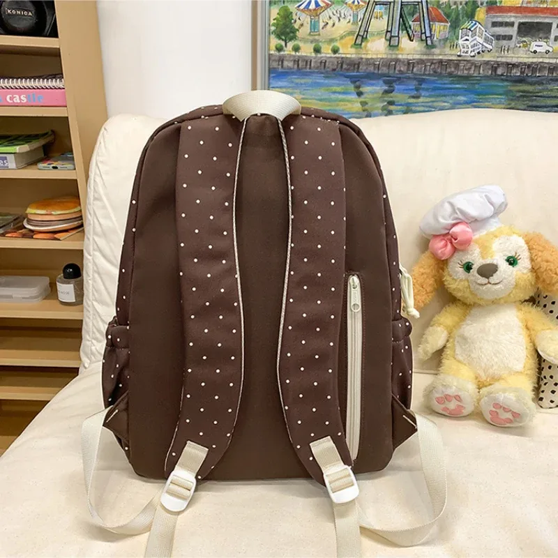 sac à dos coréen à pois grande capacité, décontracté, pour voyage, ordinateur portable, école, université, sac à livres simple pour étudiant