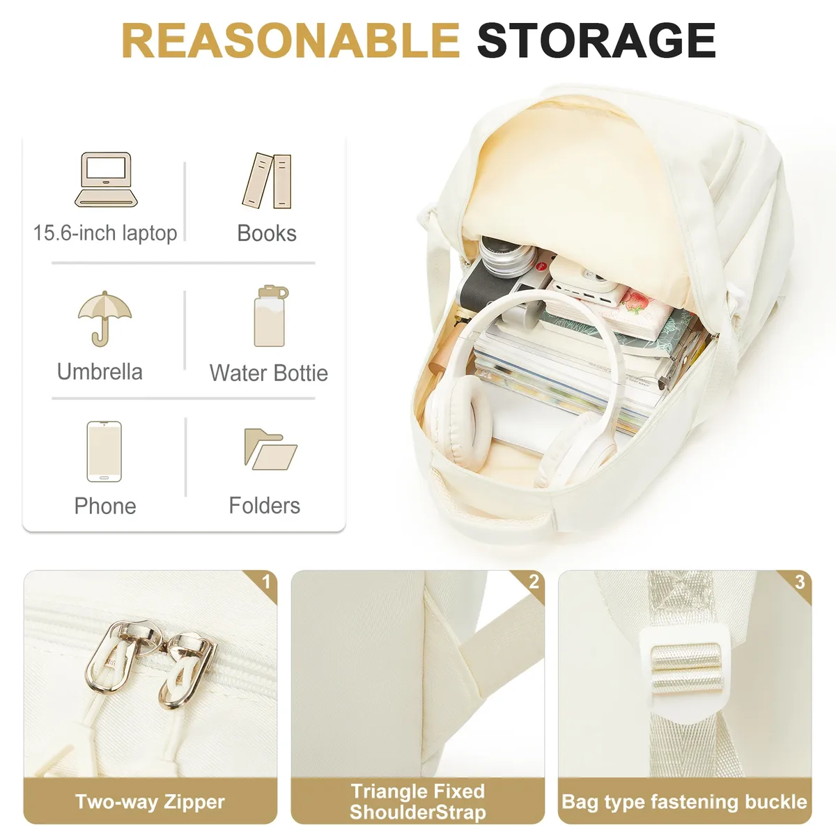 sac à dos blanc élégant de style japonais pour écolières et garçons, sac à dos de voyage pour ordinateur portable, sac à dos de jour décontracté, sacs pour voyage