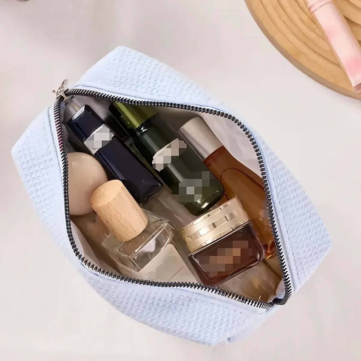 sac à cosmétiques personnalisé avec nom, sac de voyage léger en velours côtelé tendance, sac de maquillage durable de grande capacité, cadeau pour la fête des mères