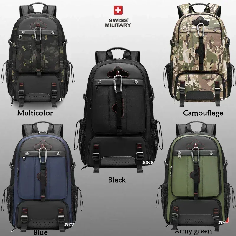 sac à dos de voyage militaire suisse pour hommes, sac d'affaires usb extensible, étanche, grande capacité 17.3, pochette d'ordinateur 80l