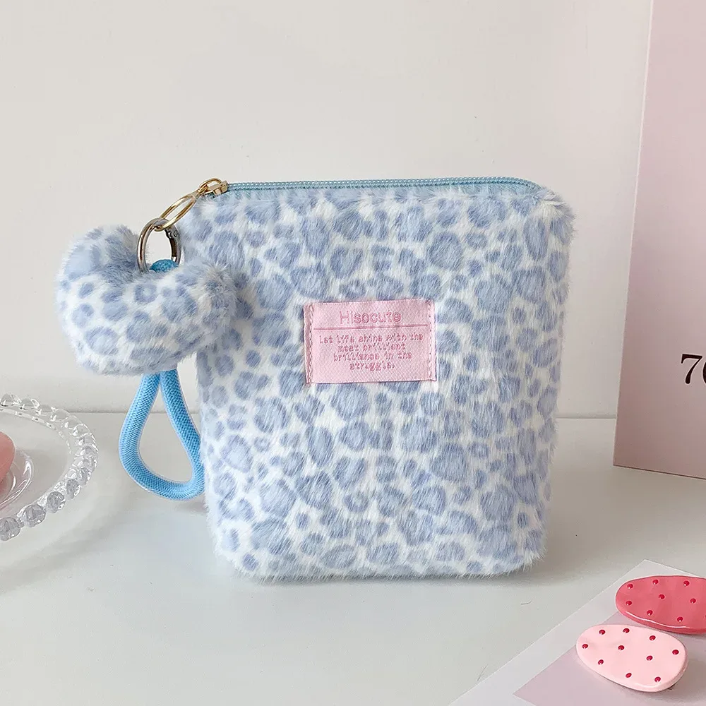 jolie trousse de maquillage à fermeture éclair, porte-monnaie pour rouge à lèvres, imprimé léopard rétro, mini sac cosmétique