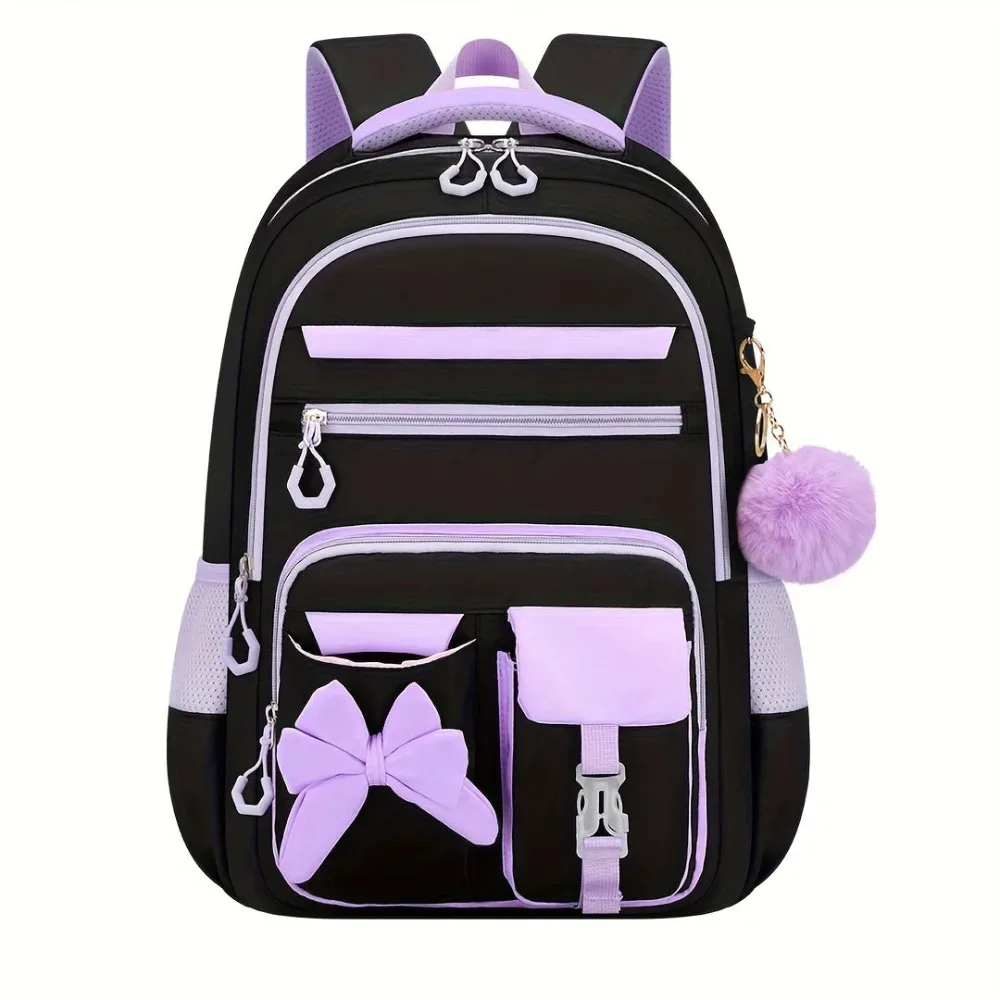ensemble de 3 sacs à dos, sac à lunch et trousse à crayons en tissu oxford, grande capacité, nœud papillon, imperméable et léger