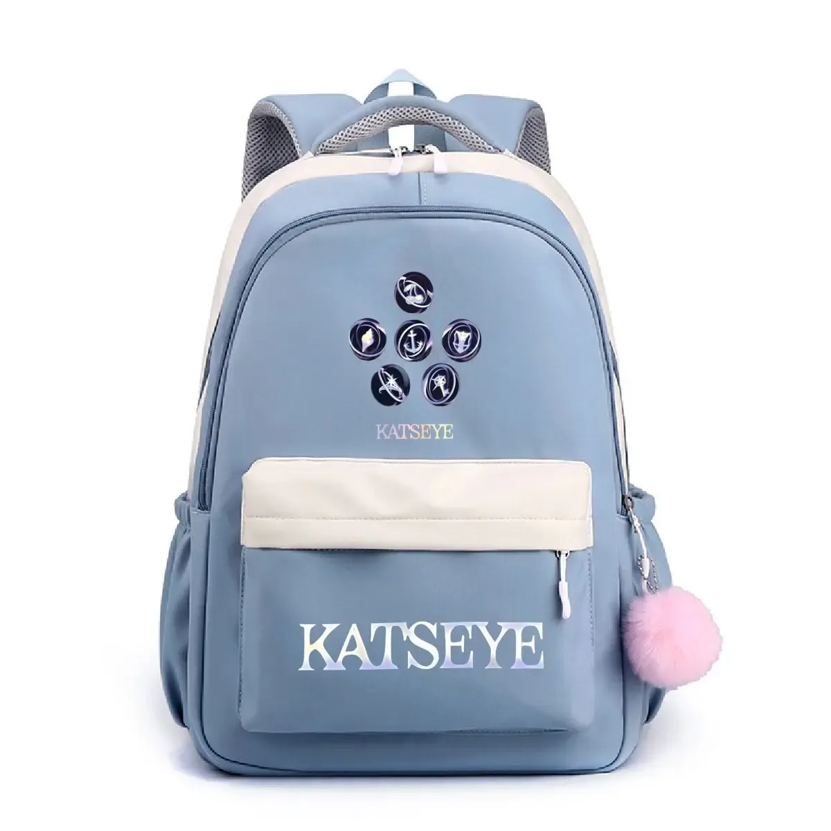 sac d'école à grande capacité avec imprimé œil de chat, sac pour ordinateur portable pour étudiants, sac à dos unisexe pour voyages en plein air, sac à dos tendance pour adolescents et filles