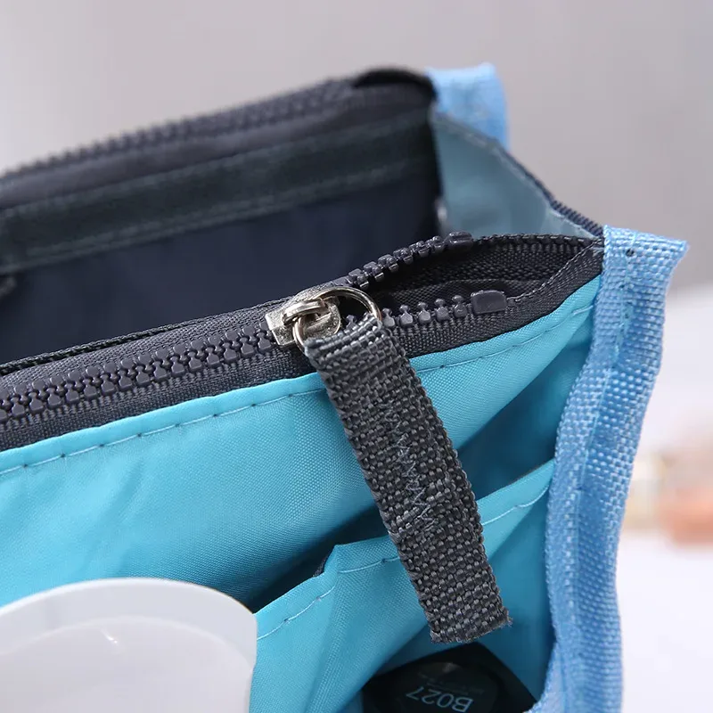 sacs à cosmétiques en nylon pour femmes, fourre-tout à double fermeture éclair, sac de maquillage, sac de rangement de produits de toilette, organisateur de maquillage de voyage en plein air pour filles