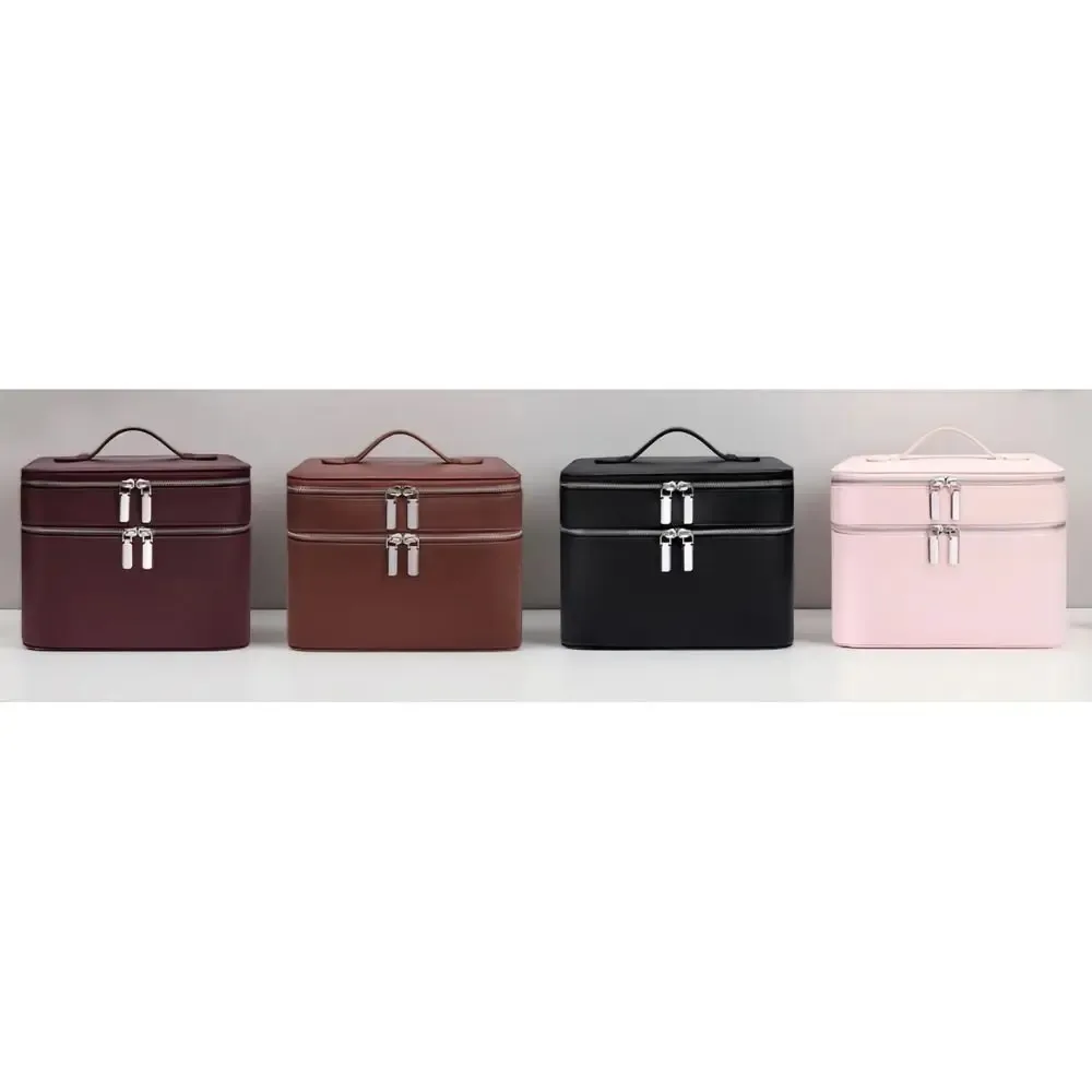 Sac de rangement en PU pour cosmétiques, étanche, motif esthétique, grande capacité, motif litchi, pour voyage