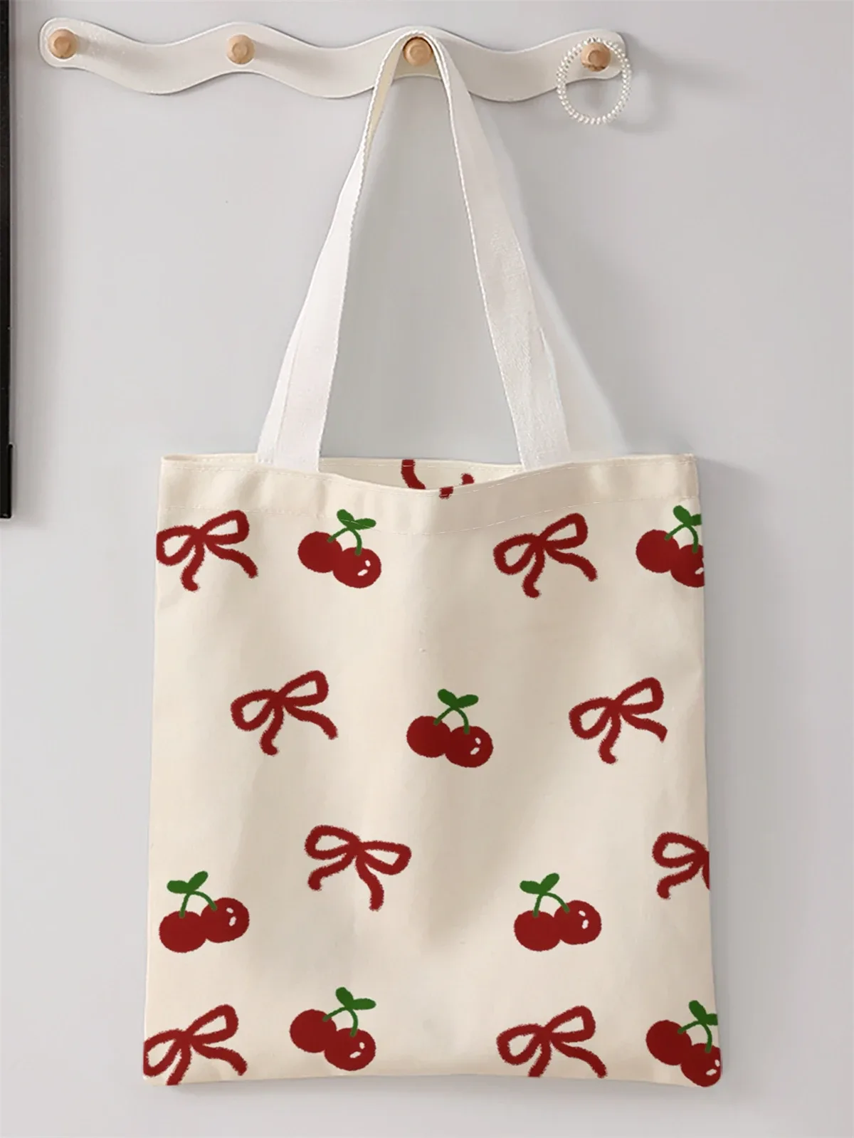 sac à main décontracté imprimé à motif d'arc, sac à dos réutilisable à la mode, sac à main multifonctionnel, sac de shopping en toile