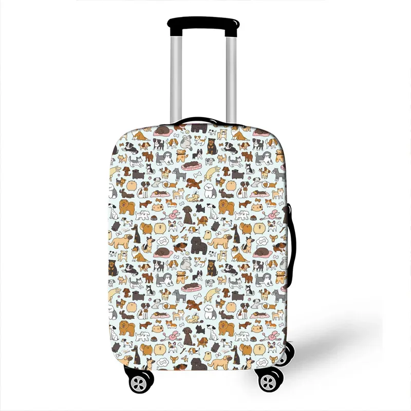 housse de bagage imprimée chien/chat mignon, accessoires de voyage, housses de bagages anti-poussière, housse de valise élastique pour boîtier de chariot