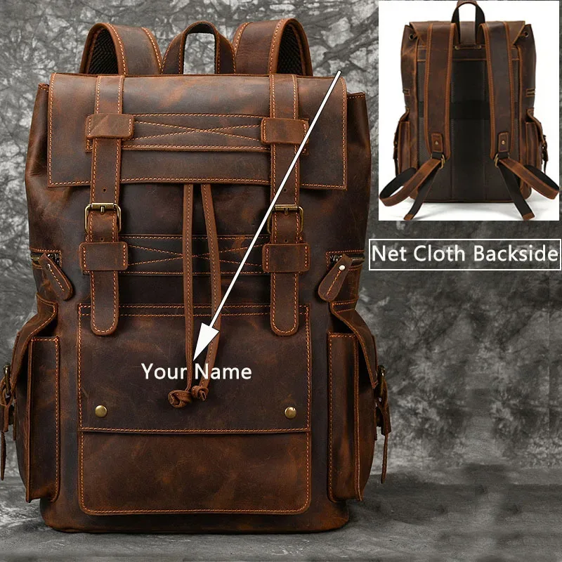 luufan-sac à dos en cuir véritable de grande capacité pour homme, sac à dos pour ordinateur portable 17 pouces, sac à bandoulière multifonction, sac à dos de voyage pour homme