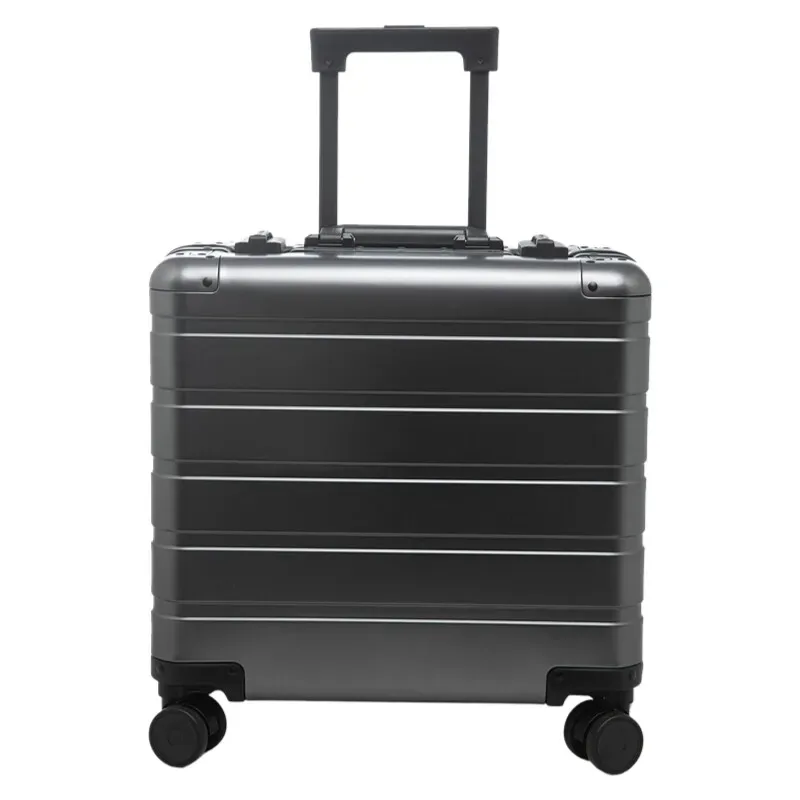 bagage à main d'affaires en alliage d'aluminium et de magnésium de 18 pouces, boîtier de chariot pour ordinateur portable, valise à cadre en métal durable pour hommes et femmes