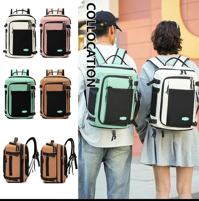 Sac de sport et de voyage unisexe grande capacité extensible avec compartiment à chaussures et pochette indépendante pour ordinateur portable en nylon décontracté