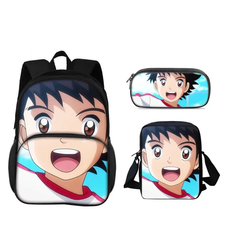 sac à dos captain tsubasa, sac à stylos, sac à bandoulière, ensemble de 3 pièces, polyvalent, pour garçon ou fille, meilleur cadeau d'anniversaire