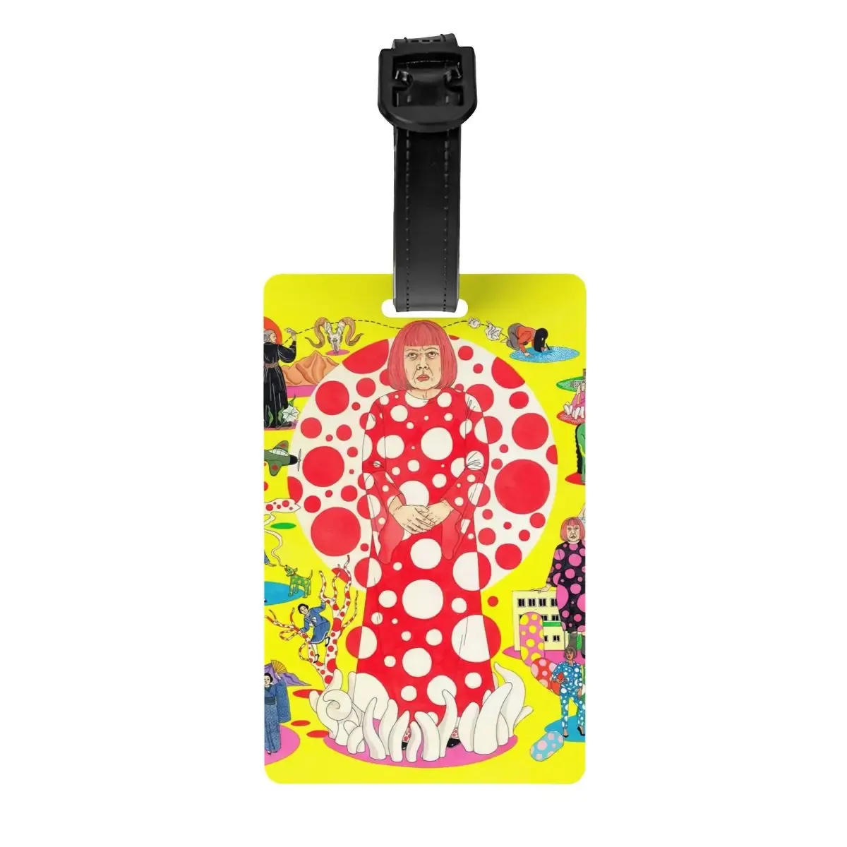 étiquette de bagage personnalisée yayoi kusama, peinture abstraite, protection de la vie privée, étiquettes de bagage, sac de voyage, valise attro