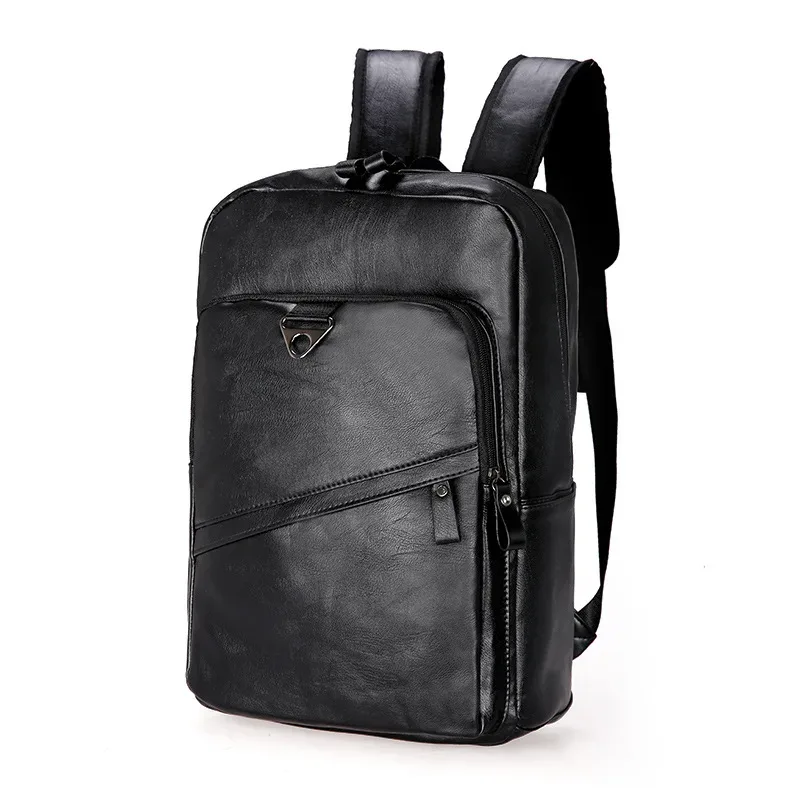 sac à dos de mode pour hommes, sac d'ordinateur en cuir pu de grande capacité, sac de voyage étanche décontracté, sac d'école étanche de grande capacité