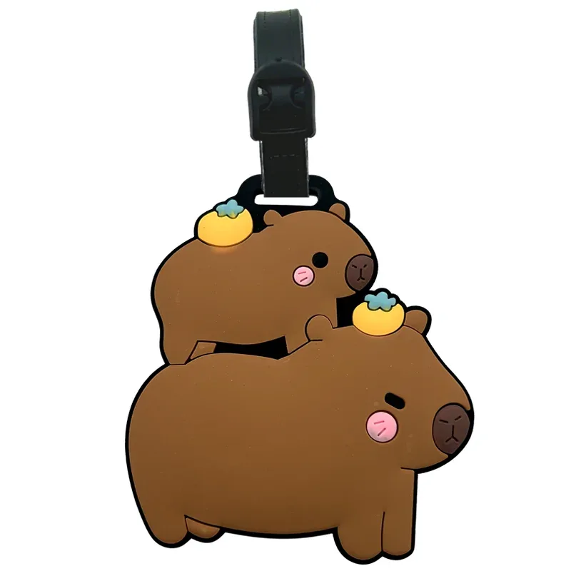 accessoires de voyage, étiquettes de bagages, capybara de dessin animé, bagages en pvc, porte-carte d'identité, porte-adresse, étiquette de bord pour bagages, étiquette portable
