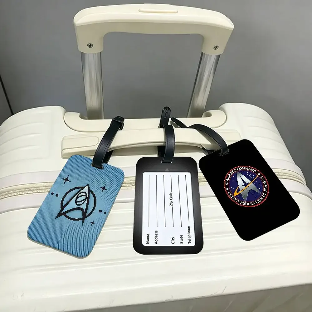 étiquette d'identification de bagage anti-perte en pvc avec logo star t-treks, porte-carte d'informations amovible, étiquette de bagage de voyage