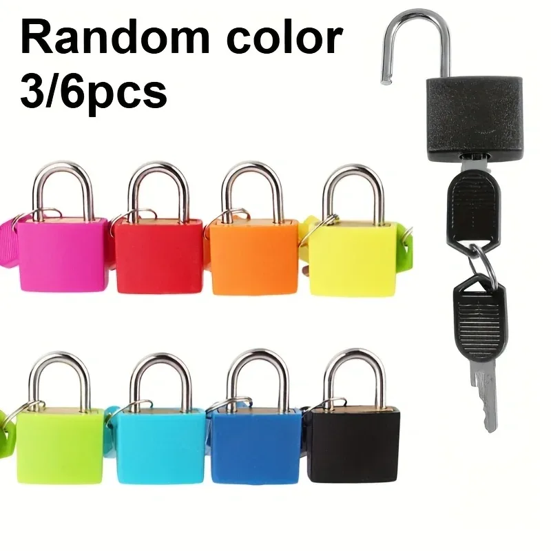 mini cadenas coloré avec 2 clés, petit cadenas pour valise, sac à bagages, tiroir, armoire, sac à dos, 3/6 pièces
