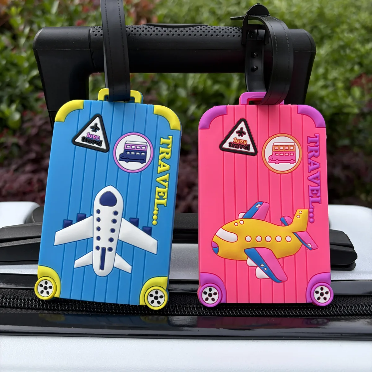 étiquette de bagage créative en silicone en forme d'avion, pendentif de valise anti-perte, étiquette de sac, p