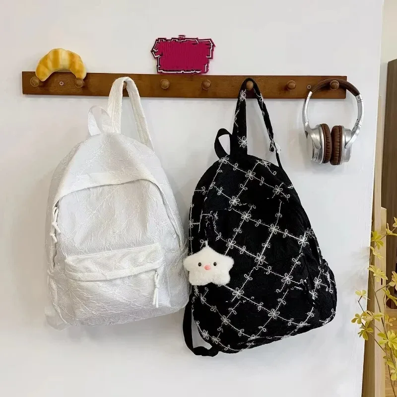 Sac à dos coréen léger imprimé nœud, en nylon, grande capacité, pour étudiant, simple, polyvalent, décontracté, pour voyage