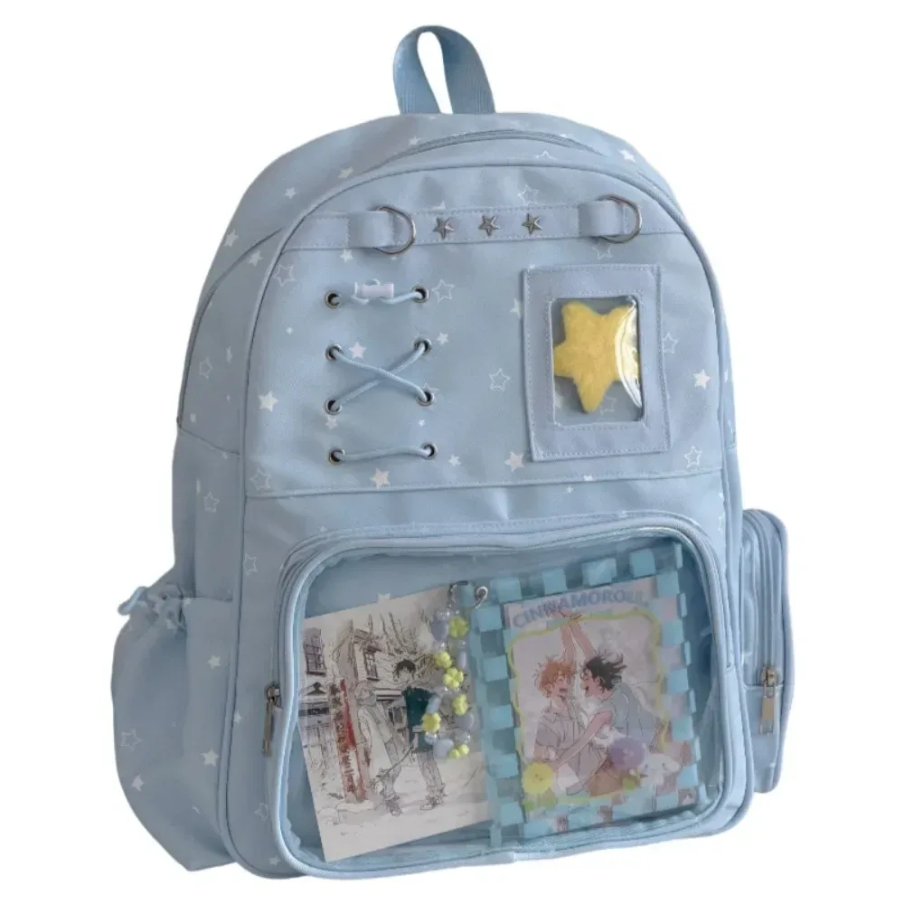 sac à dos transparent à imprimé étoiles kawaii lolita itabag, sac ita transparent imprimé avec plusieurs poches, sac à dos pour usage extérieur