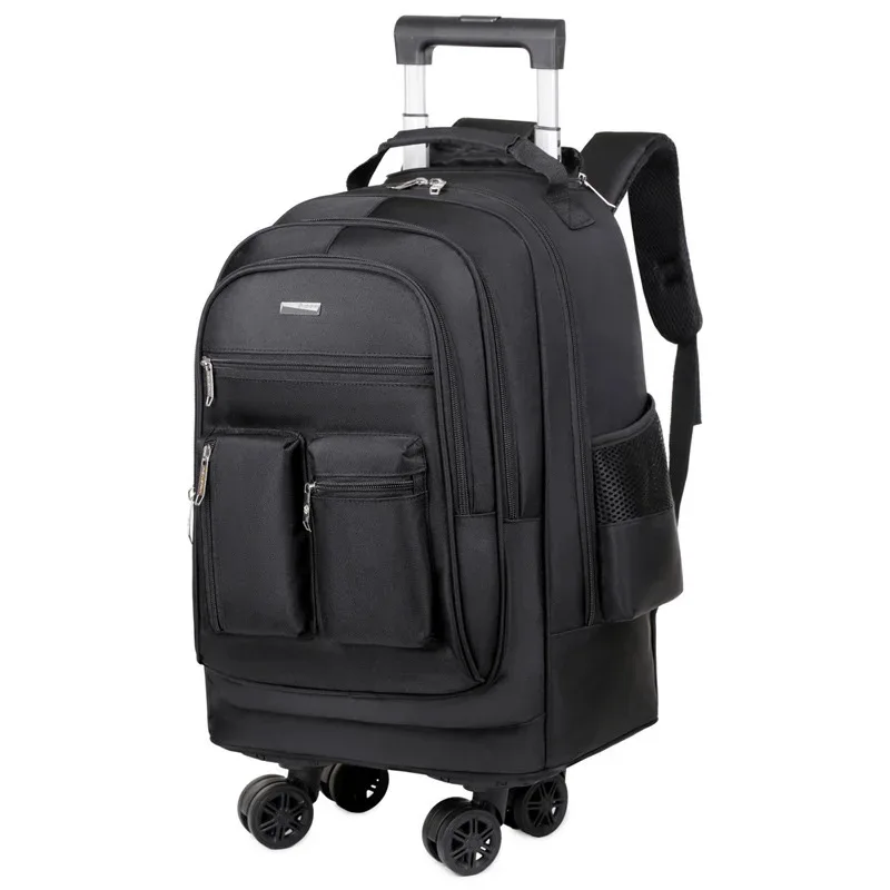 sac à dos de voyage d'affaires multifonctionnel avec roues pivotantes, sac à dos pour ordinateur portable durable et étanche de grande capacité pour court voyage