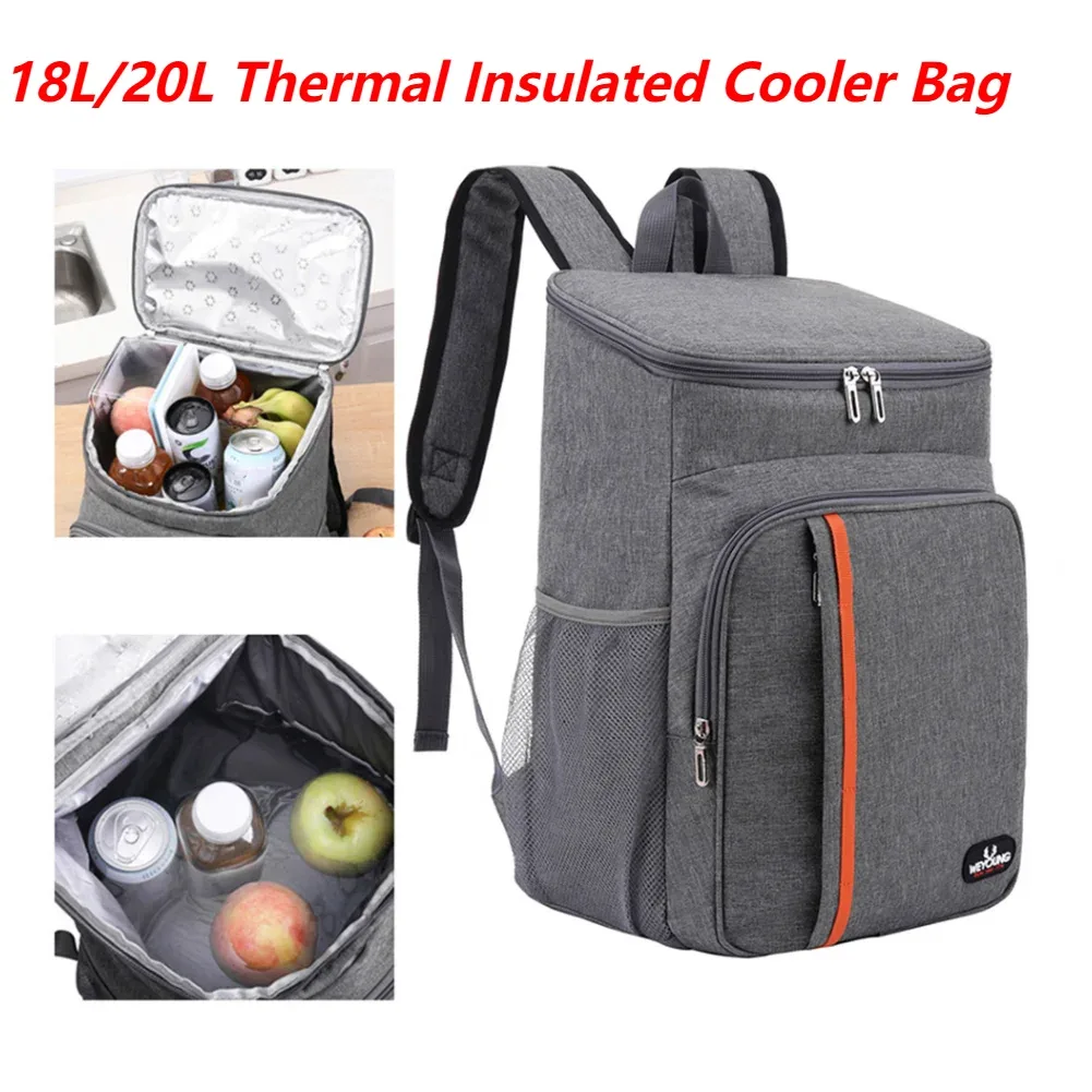 Sac à dos isotherme thermique étanche, grand sac isotherme, sacs à bento à clics, camping, 20L
